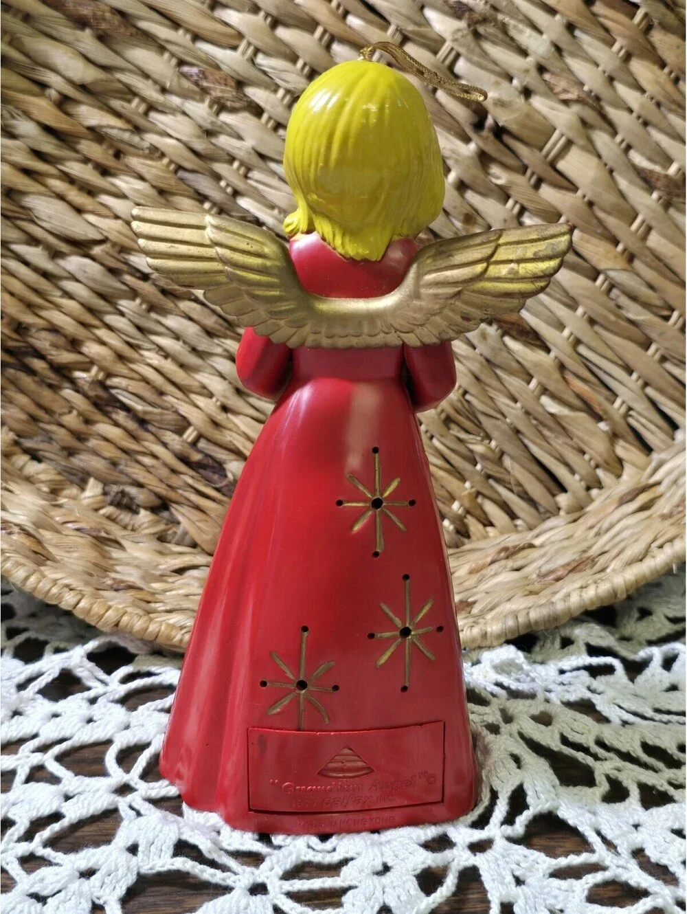 Vintage Guardian Angel Christmas Tree Fire Alert Detector 1977 Hard Plastic